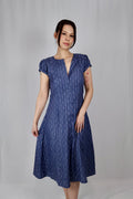 Indigo Jacquard Cotton Midi Dress