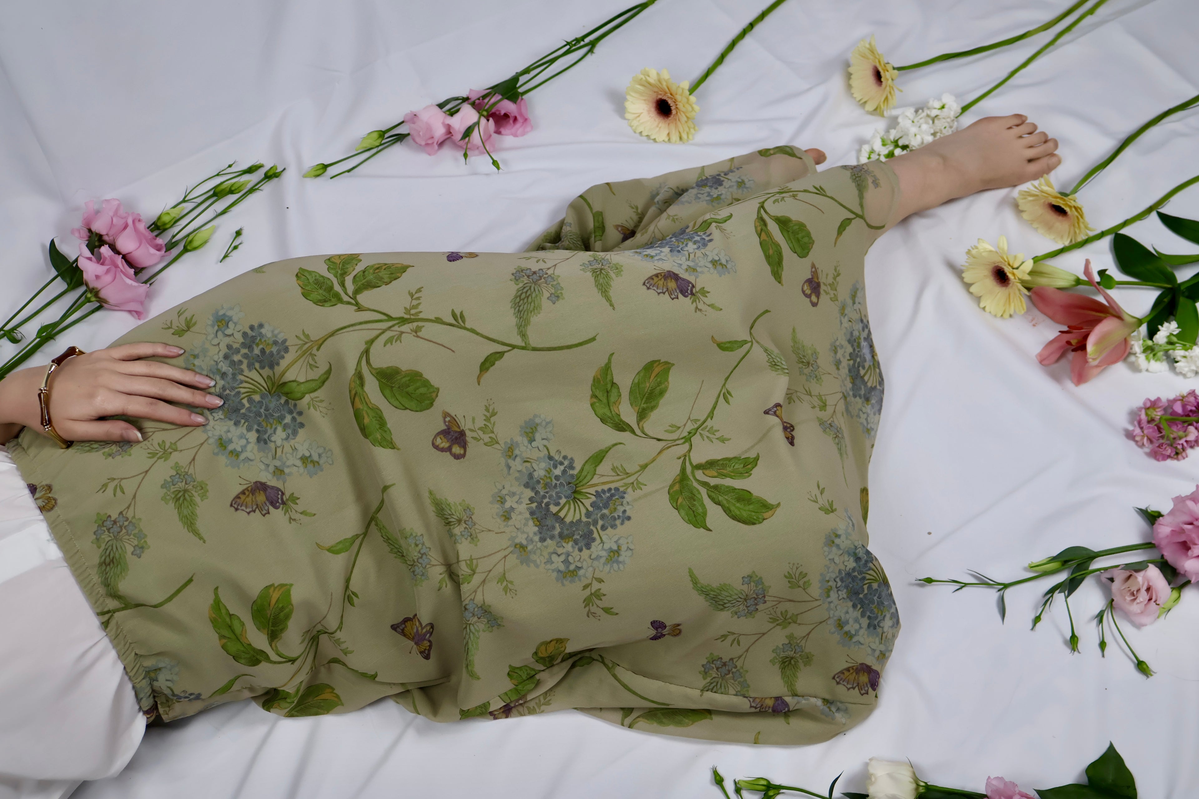 Botanical Print Georgette Maxi Skirt